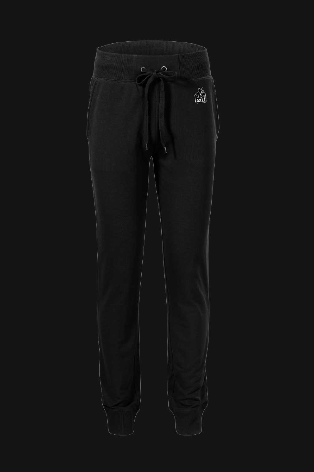 “AXLE Joggers negri, pantaloni sport unisex, model streetwear cu manșete.”