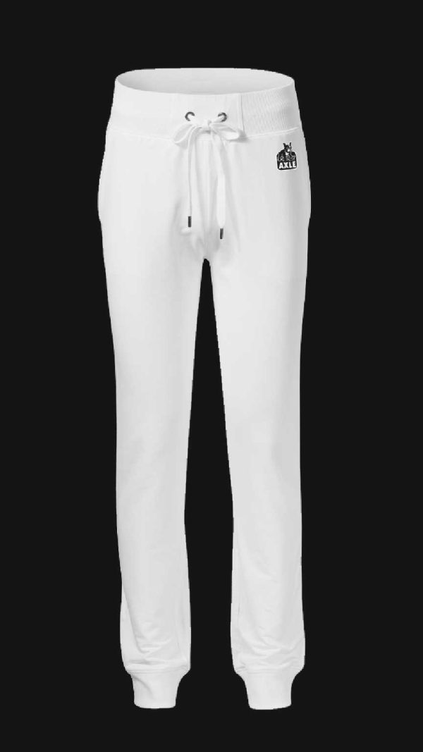 AXLE Joggers albi, pantaloni sport unisex, model streetwear cu manșete.
