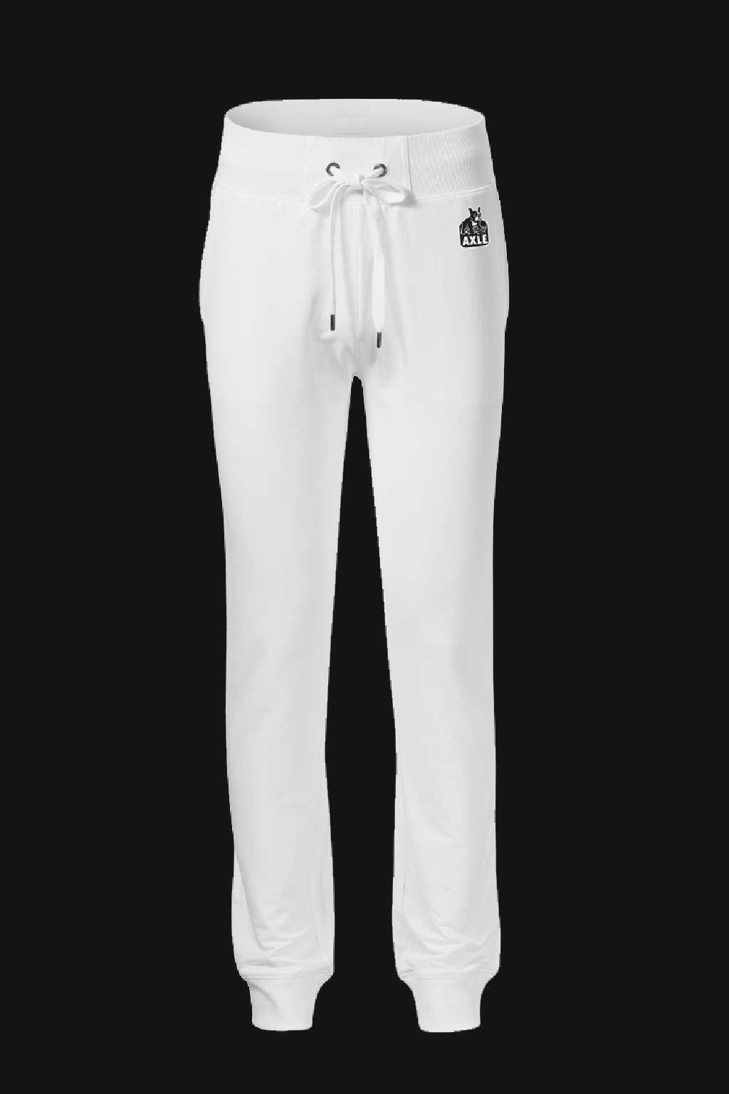 AXLE Joggers albi, pantaloni sport unisex, model streetwear cu manșete.